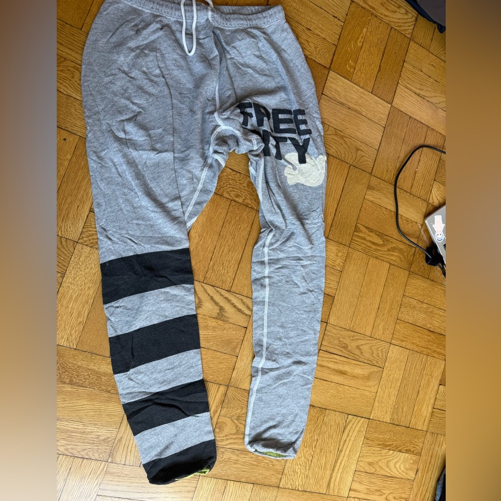 Freecity Gray and Black Graphic Joggers